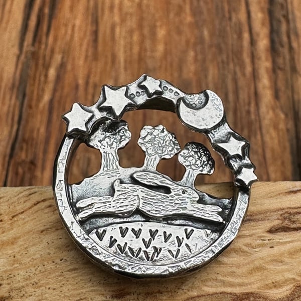 Hare Brooch Sterling Silver Tack Pin Brooch