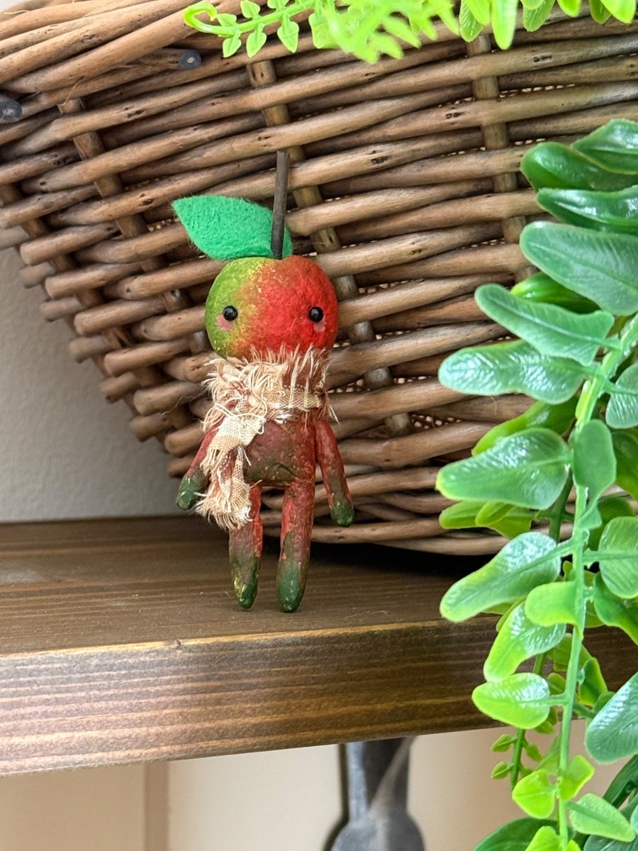Miniature Apple Spun Cotton Art Doll