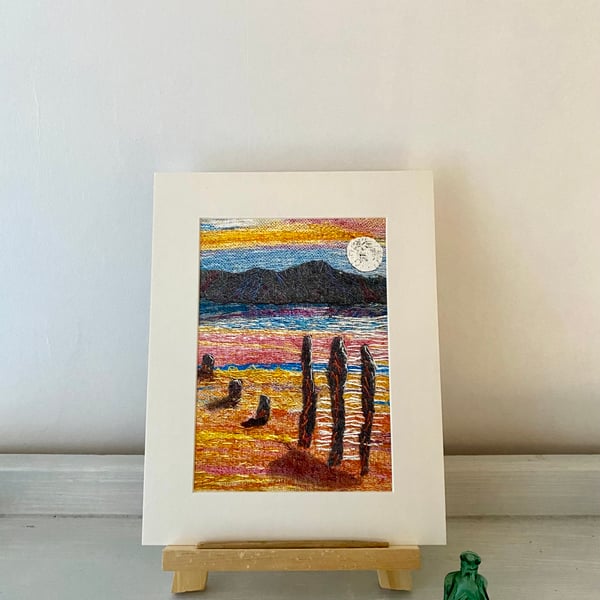 Moonlight shadows at low tide, landscape print