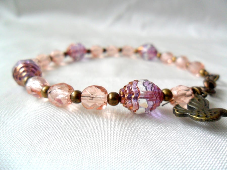 Pink crystal bead bracelet 