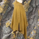 Merino Mustard, Dark Grey Reversible poncho. Women's cape. Wedding shawl. Lichen