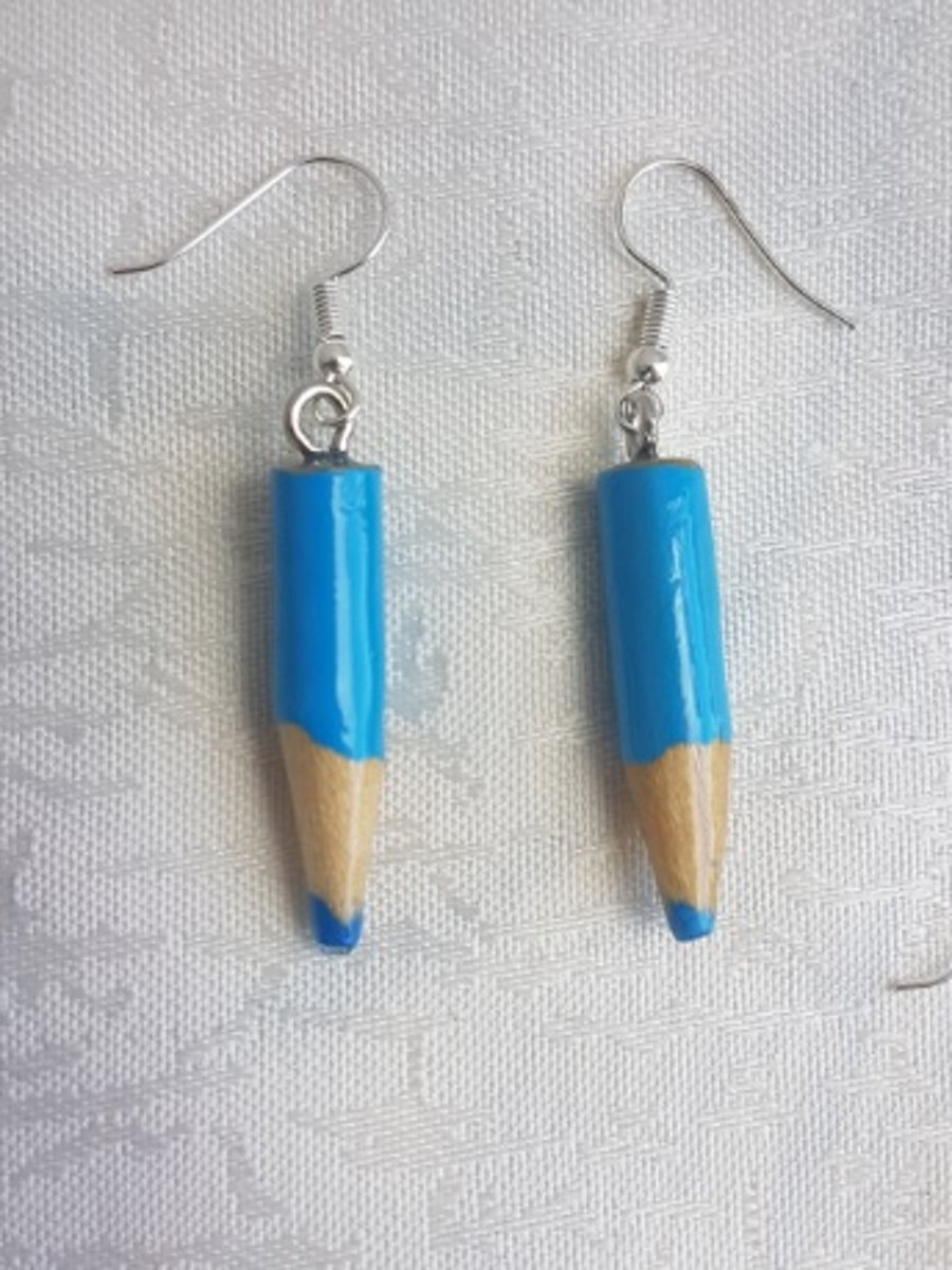 Light Blue Pencil Earrings