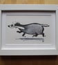 Tiny Art: Badger – original art, framed watercolour painting - Image 1