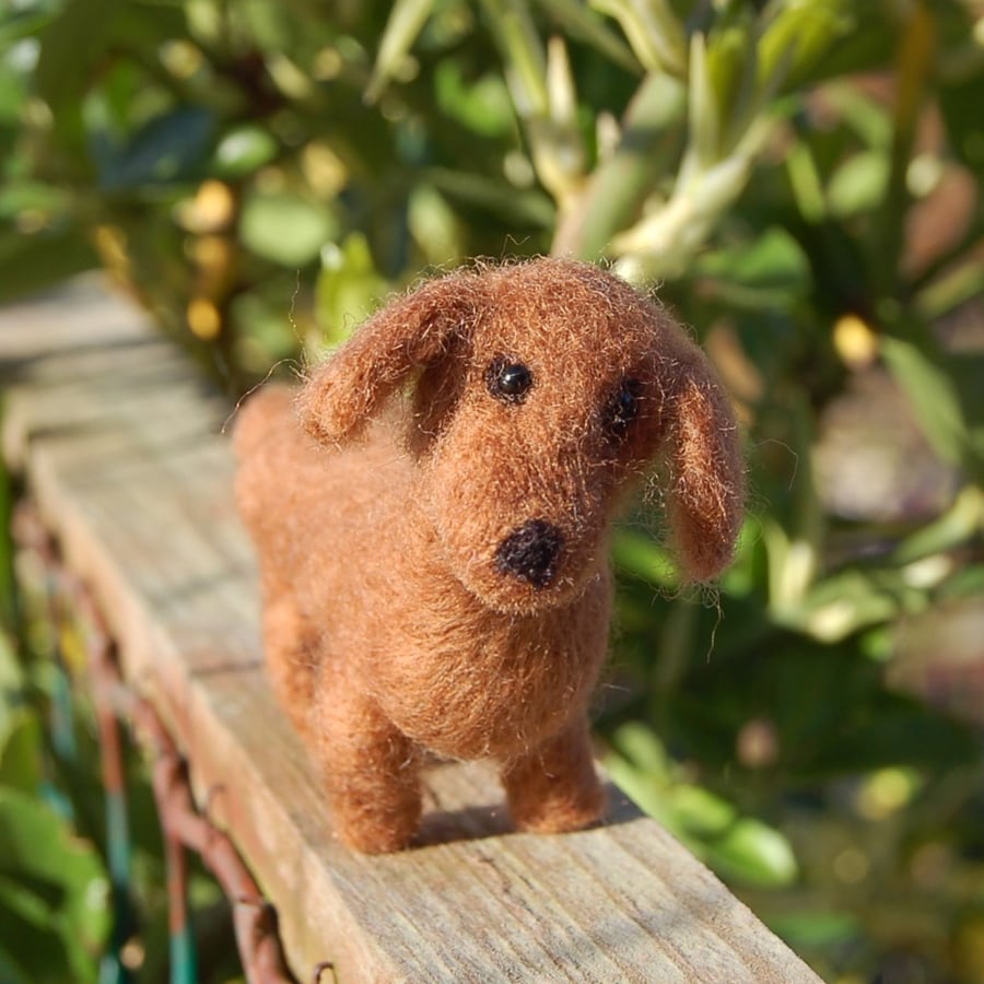 Needle felt wool  dog,  based on a Dachshund