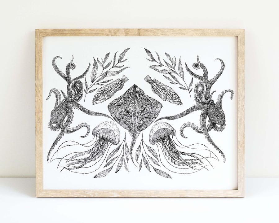 Coastal Symmetry- Ray: A4 Art Print