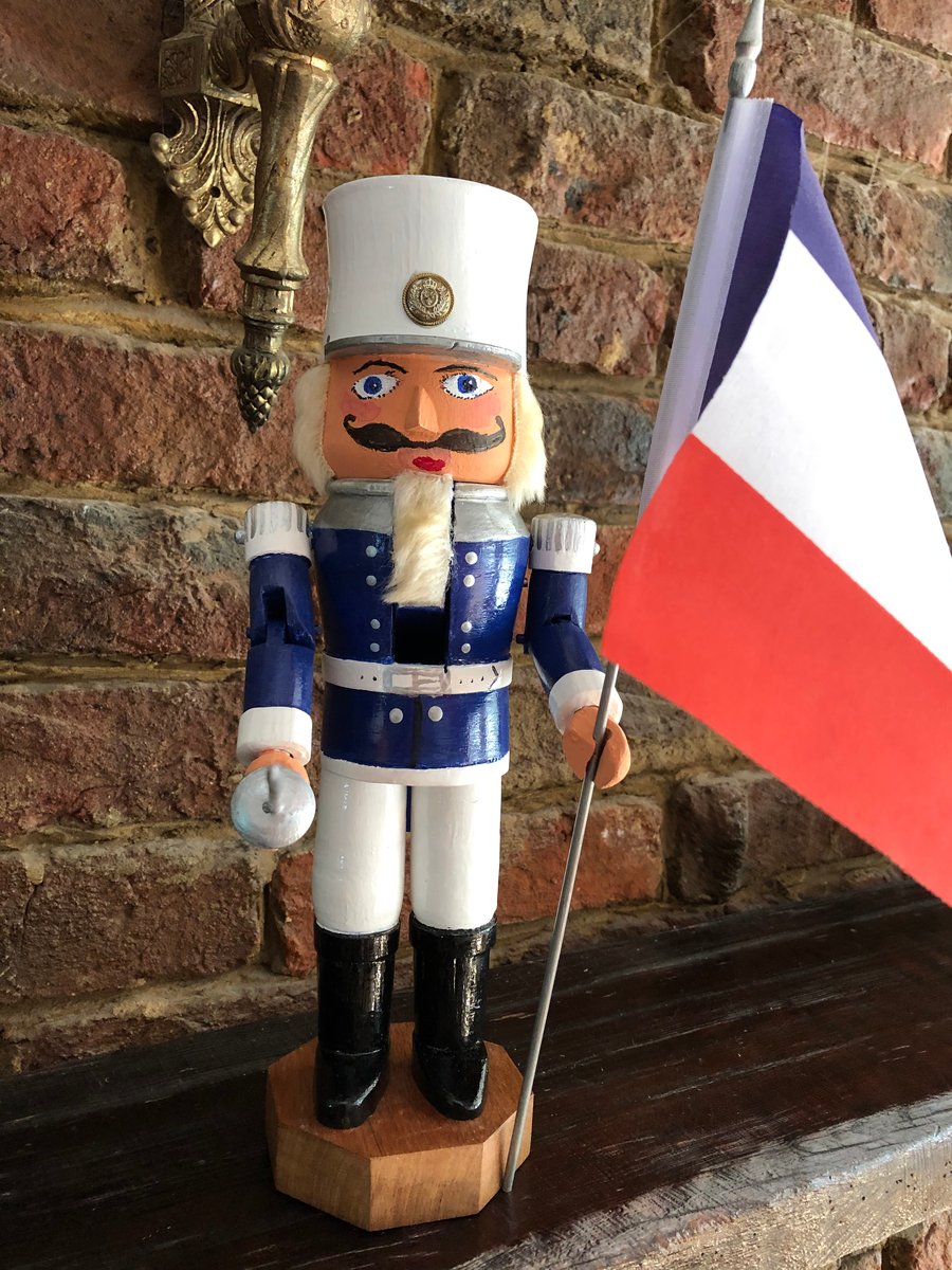 Nutcracker Soldier, carved wood, hand painted with sword and French flag