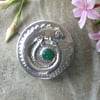 Pewter Chameleon Brooch with Green Onyx