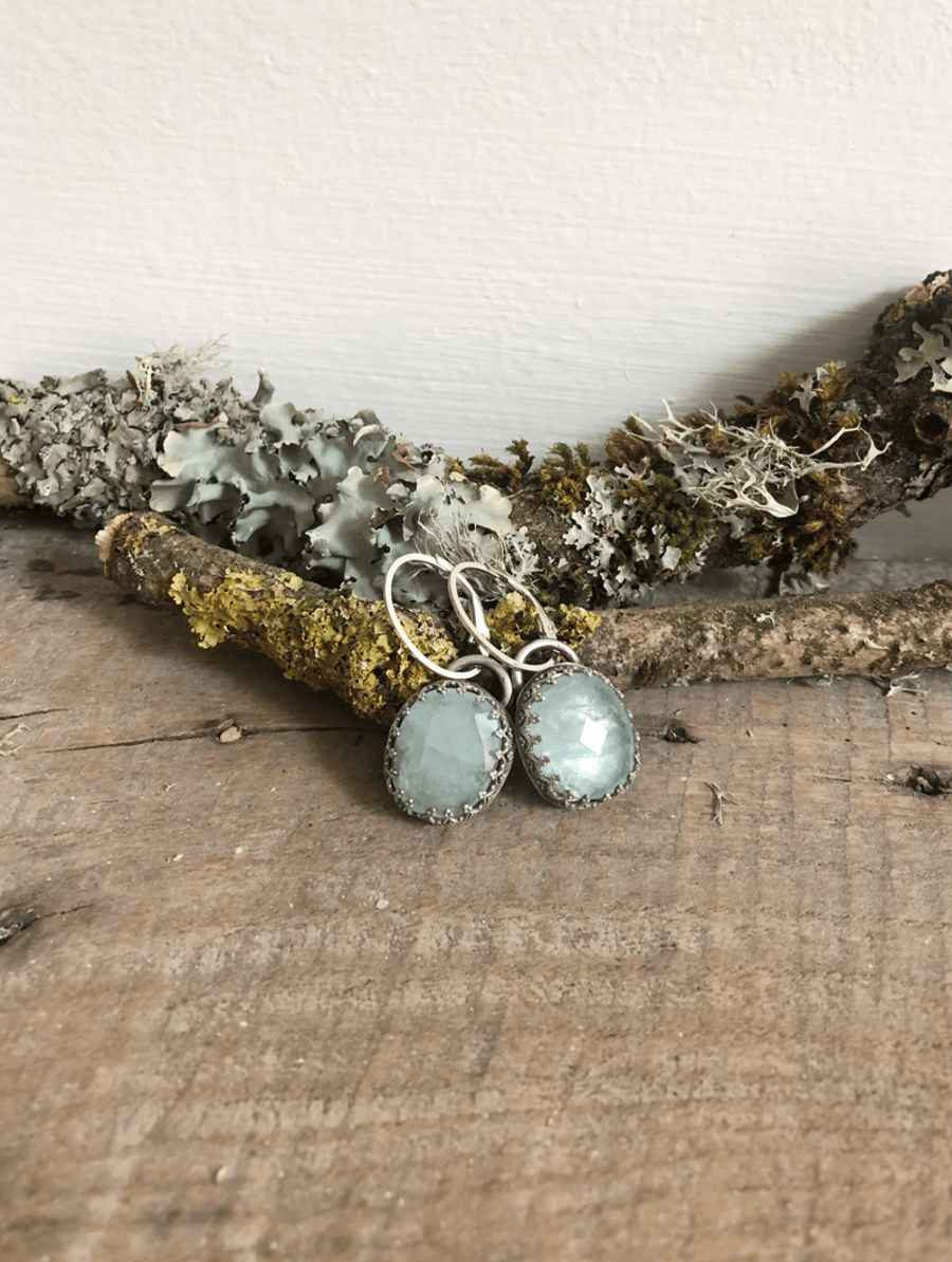 Aquamarine Earrings - Silver Earrings - Blue Stone Earrings