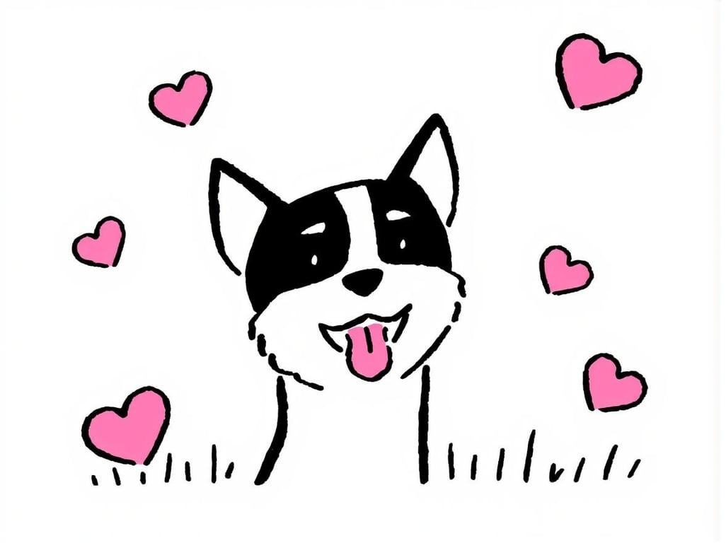 Pack of 2 Greeting Cards Fun Cute Dogs Themed With Hearts 