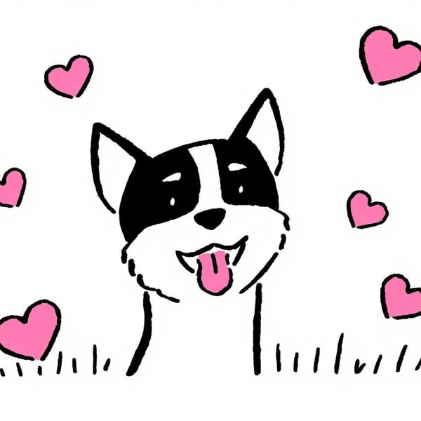 Pack of 2 Greeting Cards Fun Cute Dogs Themed With Hearts 