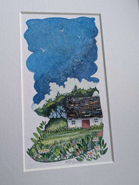 Woodland Glade Cottage - Mixed media. Colourful. Unique. Mounted 