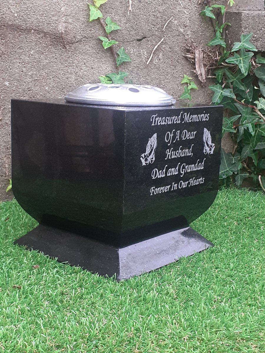  Personalised Granite Memorial Vase Plaque Grave rose bowl Cemetery Vase 