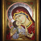 Mother of Tenderness Icon  Hand-Painted with 24k Gold