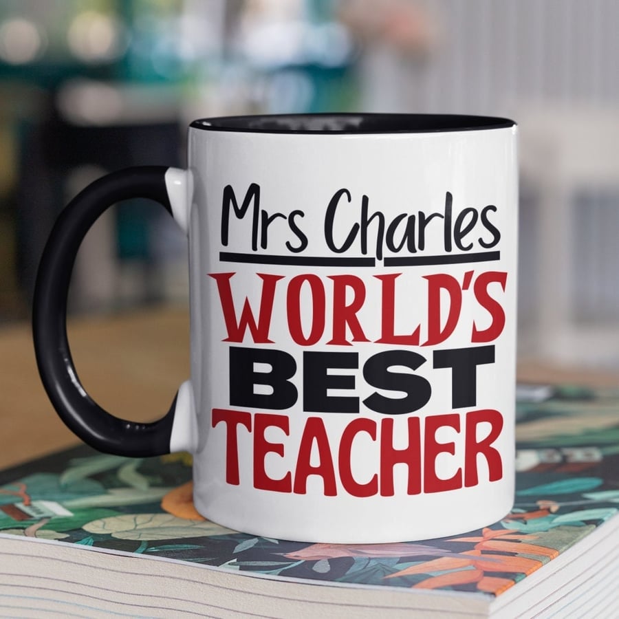 Personalised Teacher Mug World's Best Teacher Mug Custom Name Teacher Coffee Mug