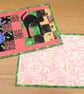 Halloween Black Cat Placemats Set of 2 Quilted Cotton Table Mats Handmade - Image 2