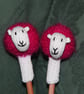 Hand Knitted Hot Pink Sheep Pen Topper - Image 1