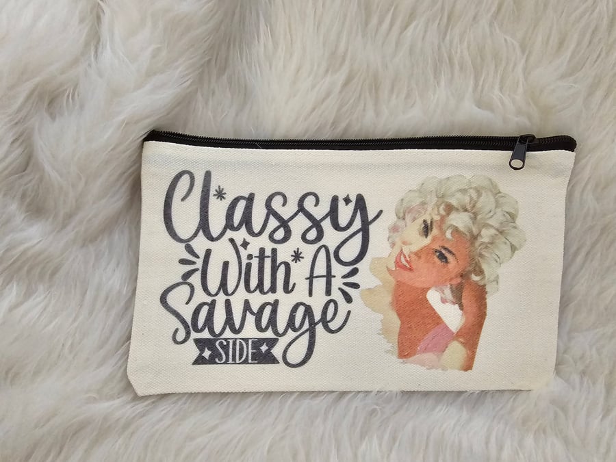 Small zipped toiletries bag, pencil case, notions bag - Classy
