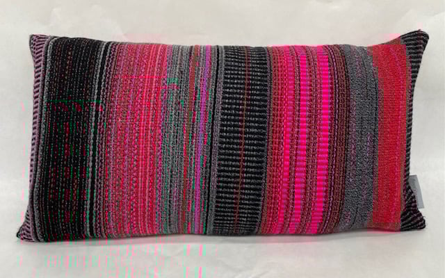 Walk 2: Hand woven 100% wool cushion, designed and made by Yvonne Skelton