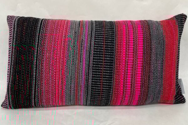 Walk 2: Hand woven 100% wool cushion, designed and made by Yvonne Skelton