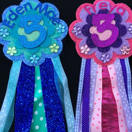 Birthday badge-Rosette Flower - any colour