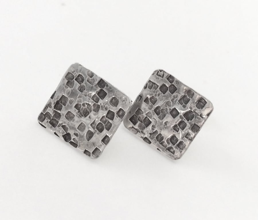 Sterling Silver Square Post Earrings