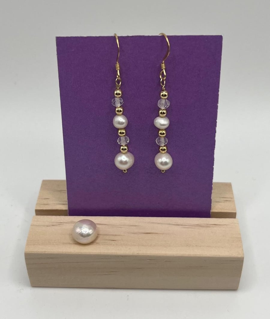 Freshwater Pearl And Crystal Earrings 