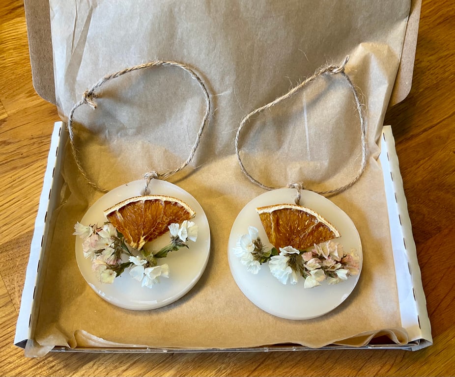 Two Sweet Orange Scented Decorations - letterbox gift