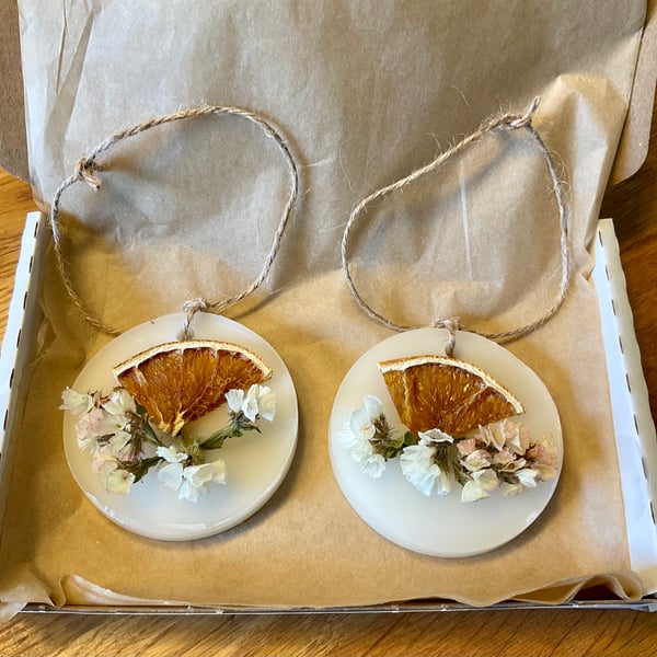 Two Sweet Orange Scented Decorations - letterbox gift