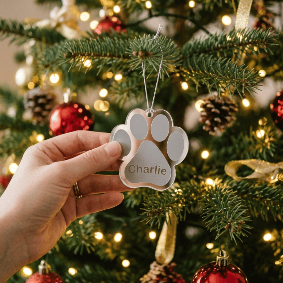 Personalised Dog Paw Christmas Decoration - Christmas Tree Ornament