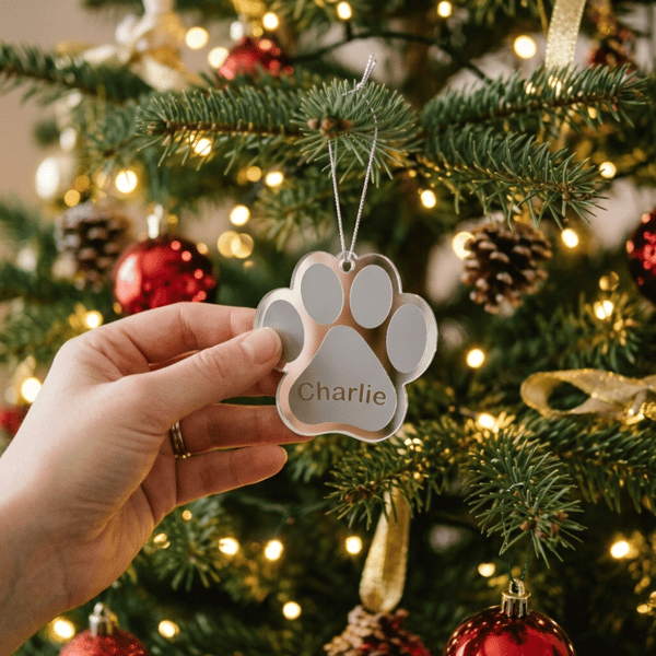 Personalised Dog Paw Christmas Decoration - Christmas Tree Ornament