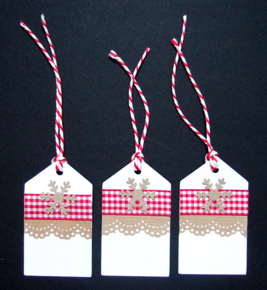 Christmas Gingham Gift Tags 3pk, Xmas Handmade Tags,Message Tags,