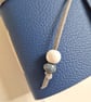 Dark Blue Leather Notebook or Journal, lined with a blue and grey marble paper - Image 6