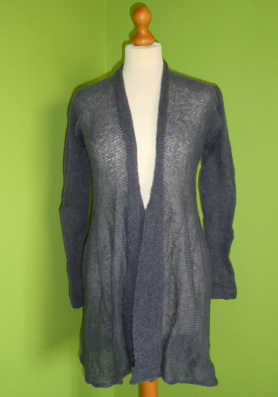 Mohair Cardigan in Purple Colour. Womens approx size medium. Flare Top