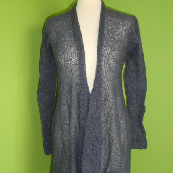 Mohair Cardigan in Purple Colour. Womens approx size medium. Flare Top