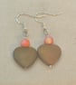 Gold heart earrings - Orange - Image 2