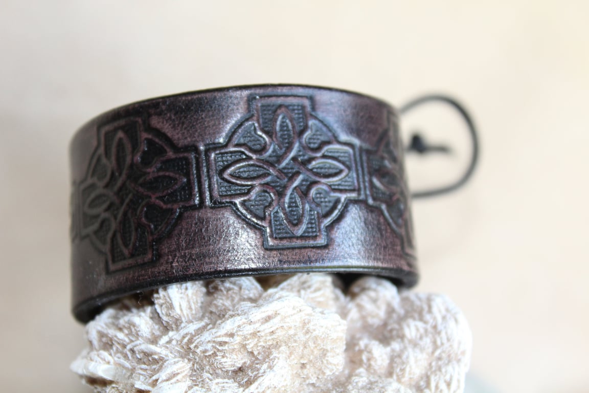 Leather Wrist Cuff, Laced Bracelet, Celtic Bracelet