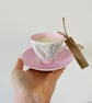 Meadow Lily and Cotton Tea Cup Candle with Saucer - Image 2