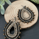 Handmade teardrop glass beaded drop earrings, gift for her, dangle earrings 