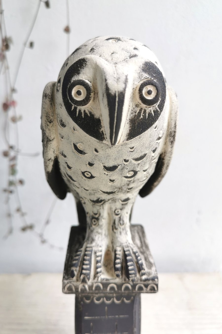 Black Owl ceramic sculpture - Owl art-Owl ceramics-wildlife - British birds