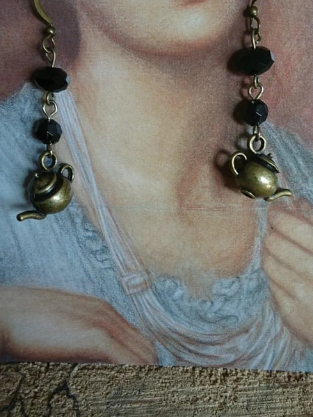 Steampunk Earrings Alice In Wonderland Teapots