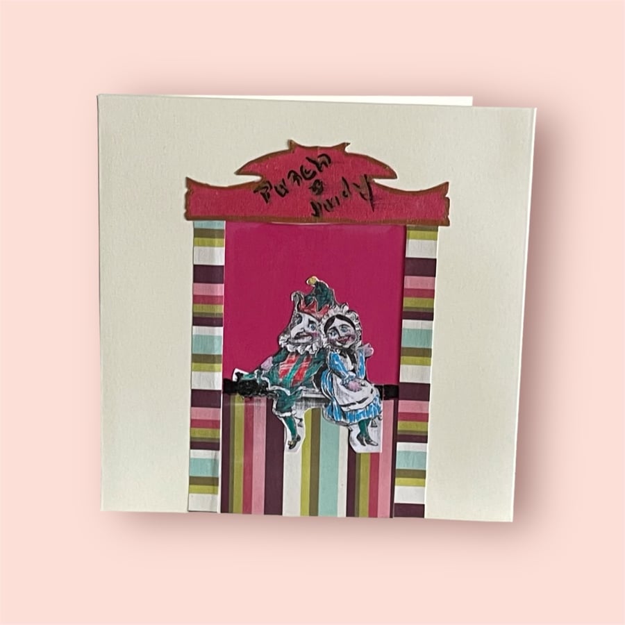 Blank card - handmade collage ‘Punch and Judy No.3’