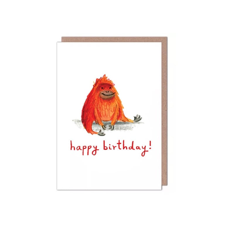 Cute Orangutan Ginger Birthday Card