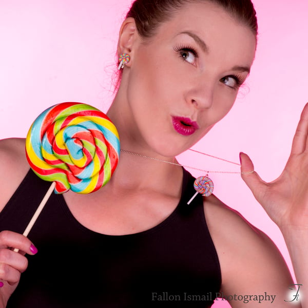 Retro Rainbow Swirly lollipop Necklace OR Keyring Quirky, fun, unique, handmade