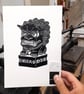 Guardian & Protector - Original Linocut Print A5 size