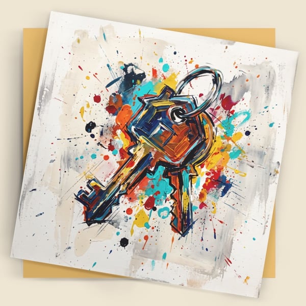 New Home Keys Card – Contemporary Square Greeting Card