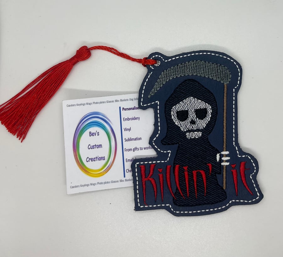 Reaper, Embroidered Bookmark,  