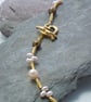 Freshwater pearls, mother of pearl & gold plate heart necklace pendant - Image 3