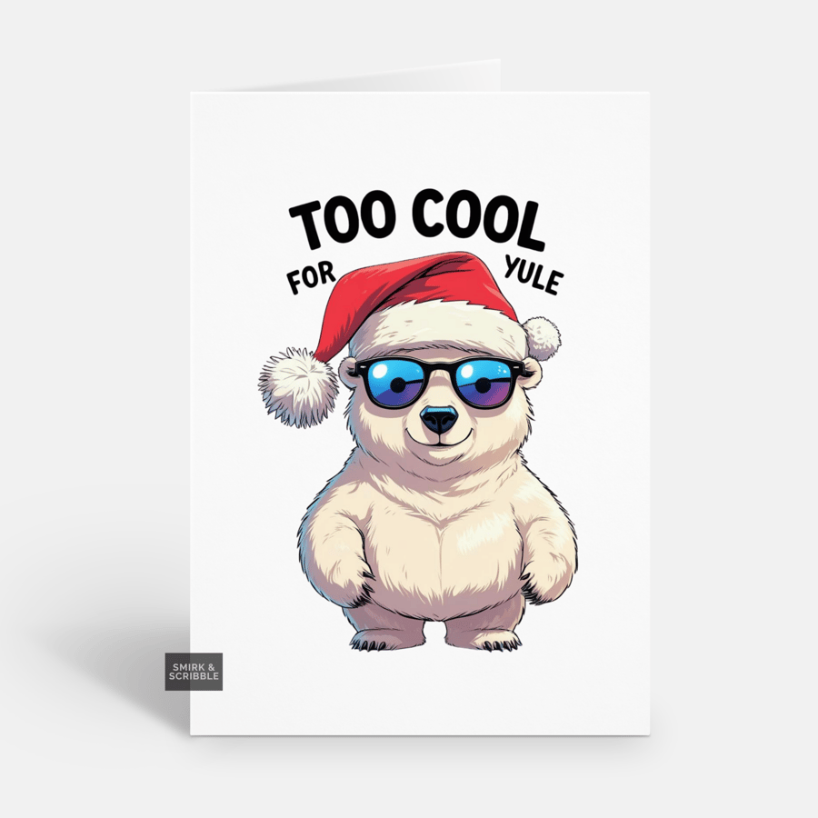 Unique Funny Christmas Card For Him Or Her - Cute Polar Bear Xmas Greeting 