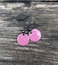 Raspberry enamel drop earrings. Sterling Silver upgrade available.  - Image 3