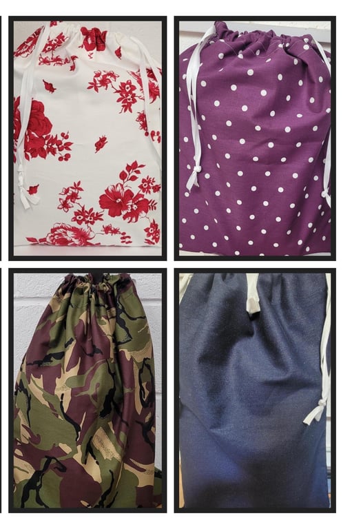 100% cotton laundry bag - different designs. Made in UK. Cotton sack , Christmas